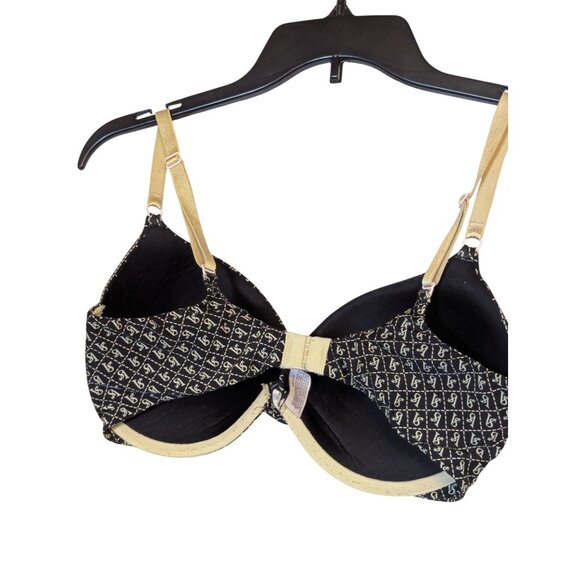Victorias Secret VS Logo Push-Up Padded Bra With Gold Straps Size 34DD Black & G - Picture 3 of 5